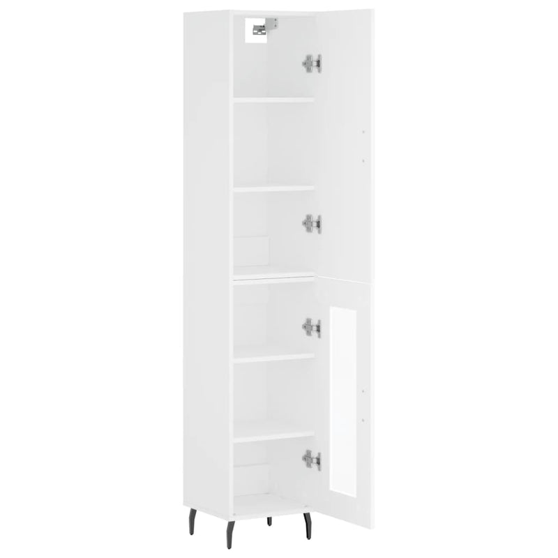 Highboard hvit 34,5x34x180 cm konstruert tre