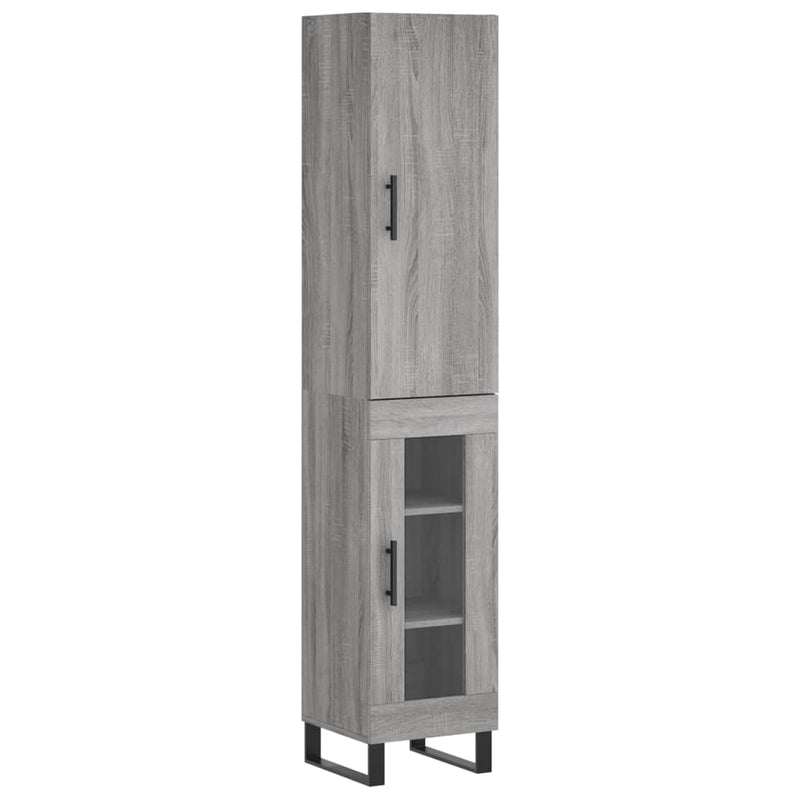 Highboard grå sonoma 34,5x34x180 cm konstruert tre