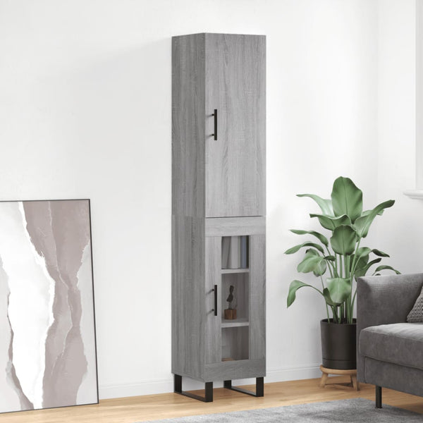 Highboard grå sonoma 34,5x34x180 cm konstruert tre