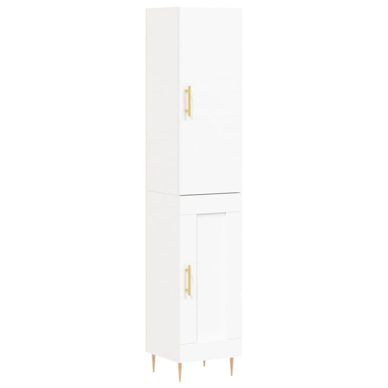 Highboard hvit 34,5x34x180 cm konstruert tre