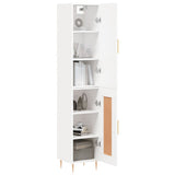 Highboard hvit 34,5x34x180 cm konstruert tre