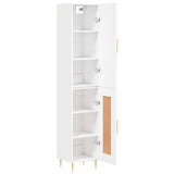 Highboard hvit 34,5x34x180 cm konstruert tre