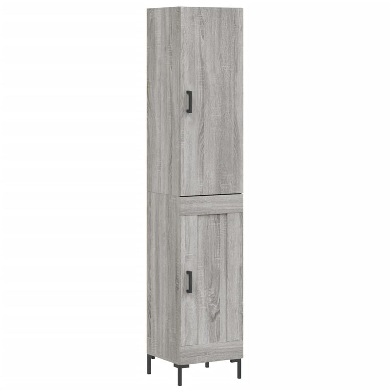 Highboard grå sonoma 34,5x34x180 cm konstruert tre