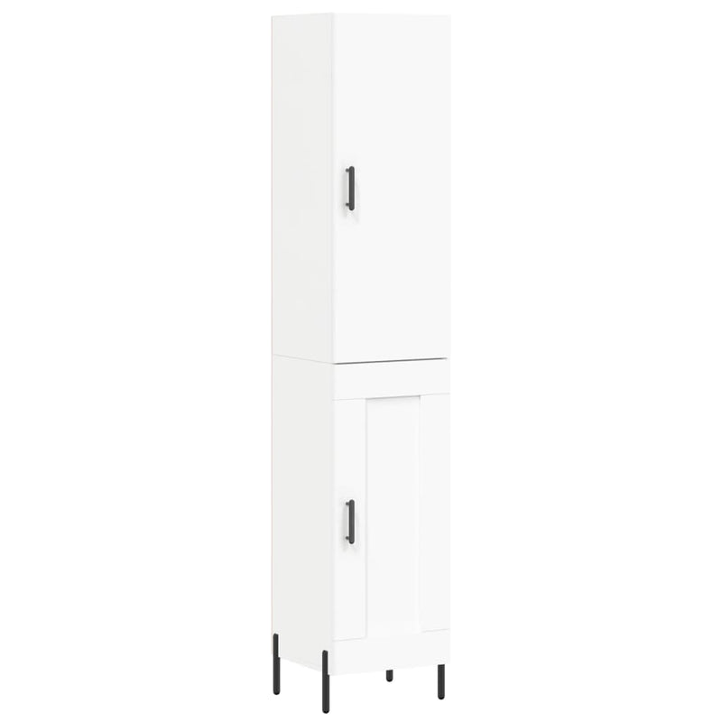 Highboard hvit 34,5x34x180 cm konstruert tre