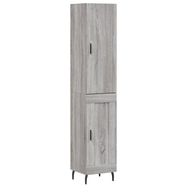 Highboard grå sonoma 34,5x34x180 cm konstruert tre