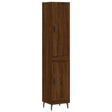 Highboard brun eik 34,5x34x180 cm konstruert tre