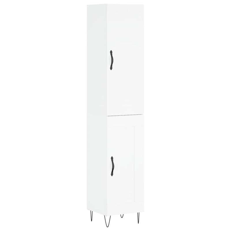 Highboard høyglans hvit 34,5x34x180 cm konstruert tre