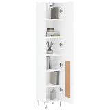 Highboard høyglans hvit 34,5x34x180 cm konstruert tre