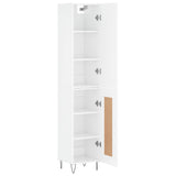 Highboard høyglans hvit 34,5x34x180 cm konstruert tre