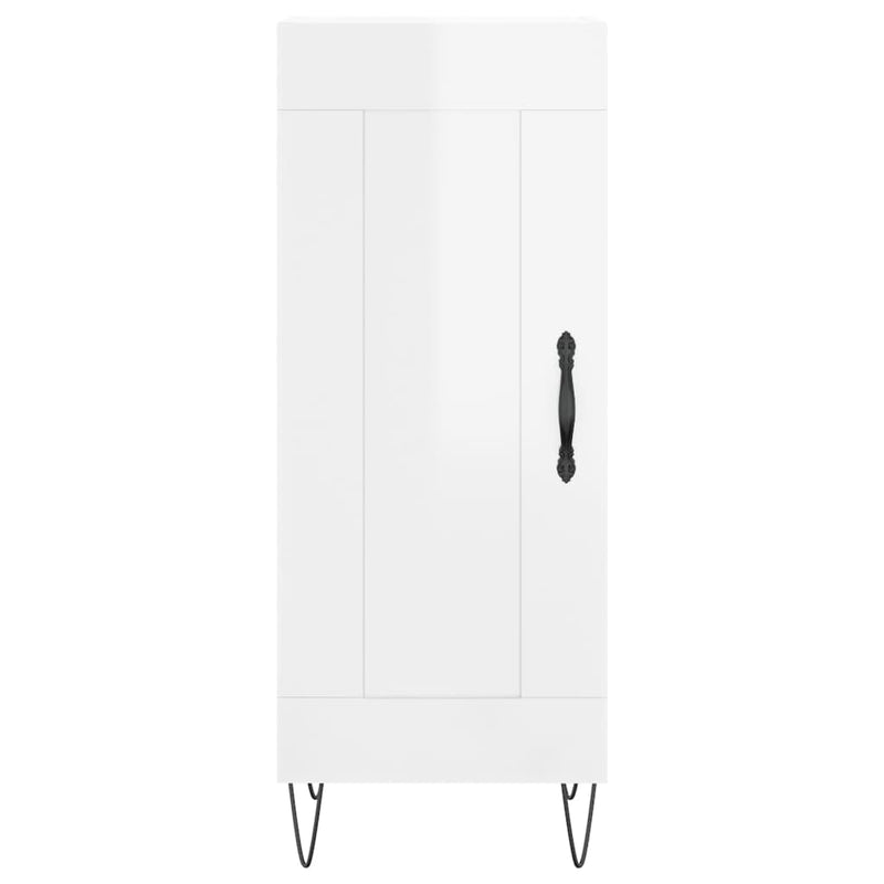 Highboard høyglans hvit 34,5x34x180 cm konstruert tre