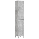 Highboard betonggrå 34,5x34x180 cm konstruert tre