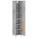 Highboard betonggrå 34,5x34x180 cm konstruert tre