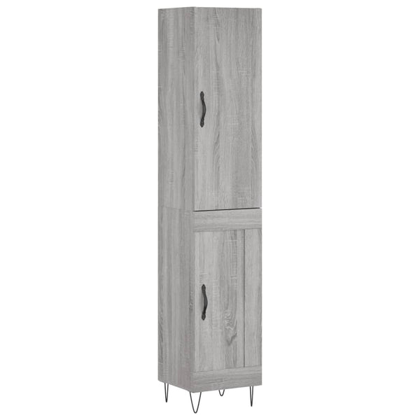 Highboard grå sonoma 34,5x34x180 cm konstruert tre