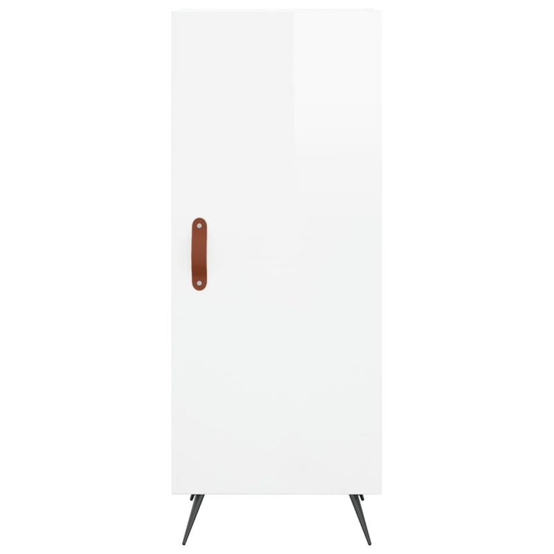 Highboard høyglans hvit 34,5x34x180 cm konstruert tre