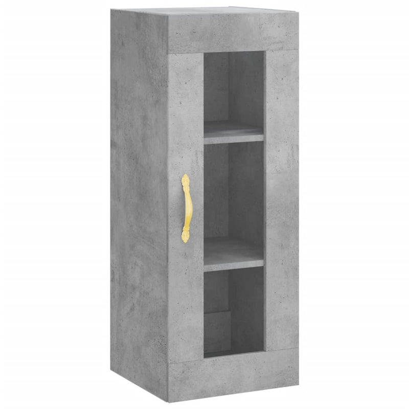 Highboard betonggrå 34,5x34x180 cm konstruert tre