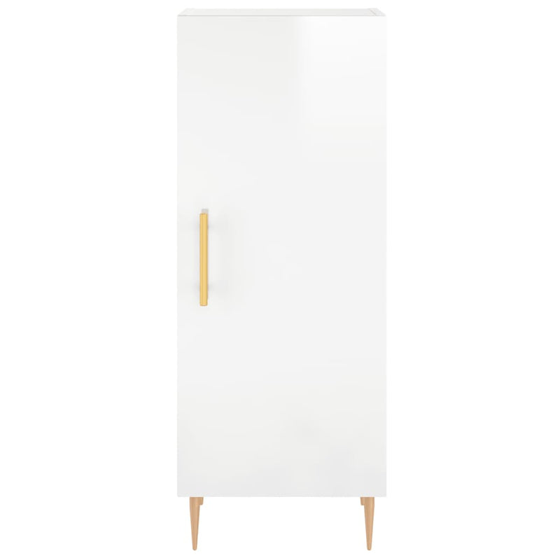 Highboard høyglans hvit 34,5x34x180 cm konstruert tre