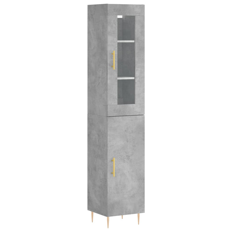 Highboard betonggrå 34,5x34x180 cm konstruert tre