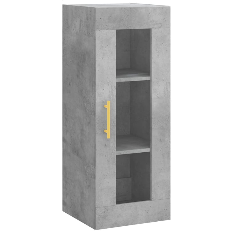 Highboard betonggrå 34,5x34x180 cm konstruert tre