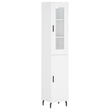 Highboard hvit 34,5x34x180 cm konstruert tre