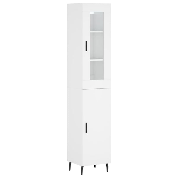 Highboard hvit 34,5x34x180 cm konstruert tre