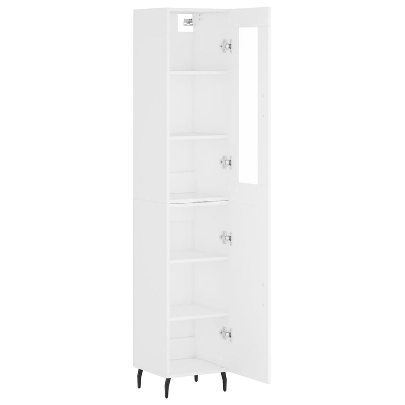 Highboard hvit 34,5x34x180 cm konstruert tre