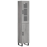 Highboard grå sonoma 34,5x34x180 cm konstruert tre