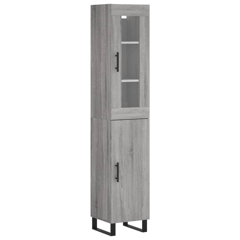 Highboard grå sonoma 34,5x34x180 cm konstruert tre