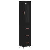 Highboard svart 34,5x34x180 cm konstruert tre