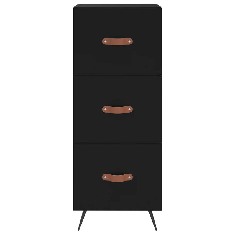 Highboard svart 34,5x34x180 cm konstruert tre