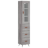 Highboard grå sonoma 34,5x34x180 cm konstruert tre