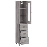 Highboard grå sonoma 34,5x34x180 cm konstruert tre