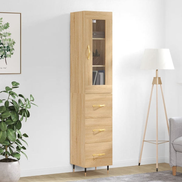 Highboard sonoma eik 34,5x34x180 cm konstruert tre