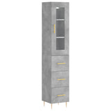 Highboard betonggrå 34,5x34x180 cm konstruert tre