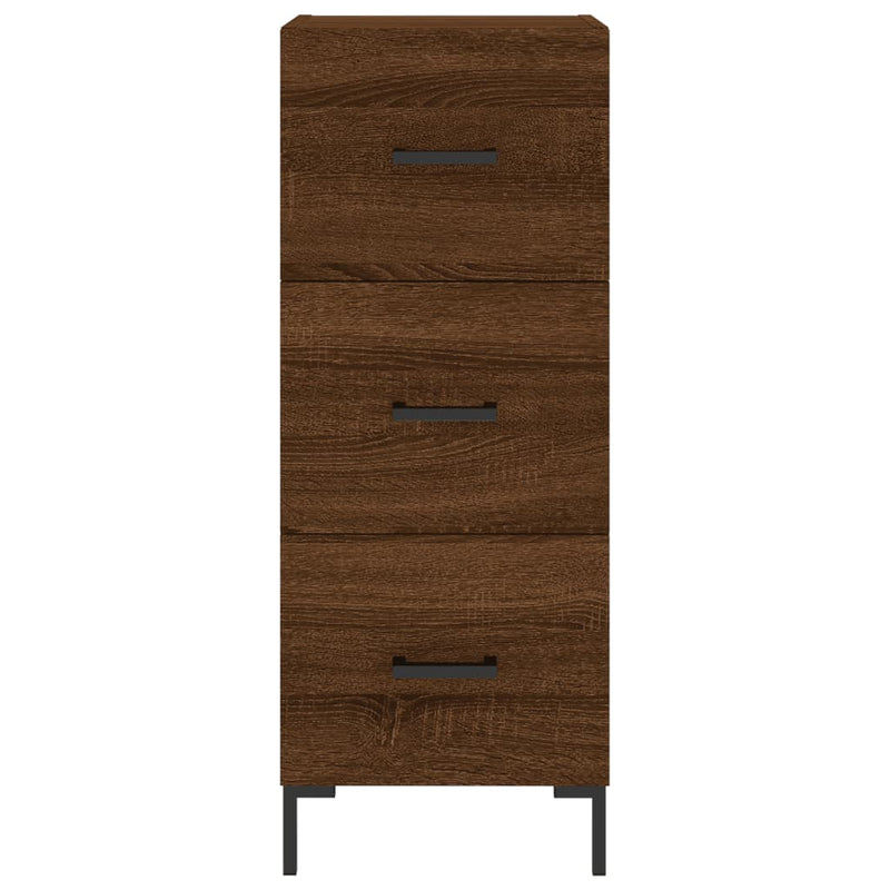 Highboard brun eik 34,5x34x180 cm konstruert tre