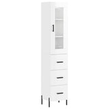 Highboard høyglans hvit 34,5x34x180 cm konstruert tre