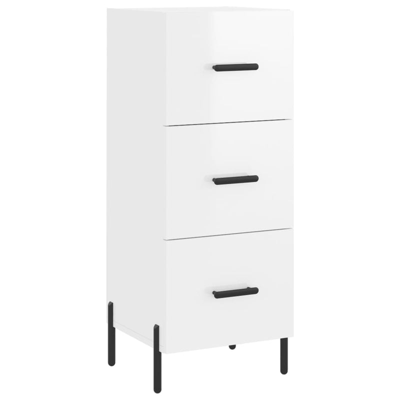 Highboard høyglans hvit 34,5x34x180 cm konstruert tre