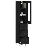 Highboard svart 34,5x34x180 cm konstruert tre