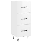 Highboard høyglans hvit 34,5x34x180 cm konstruert tre