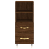 Highboard brun eik 34,5x34x180 cm konstruert tre