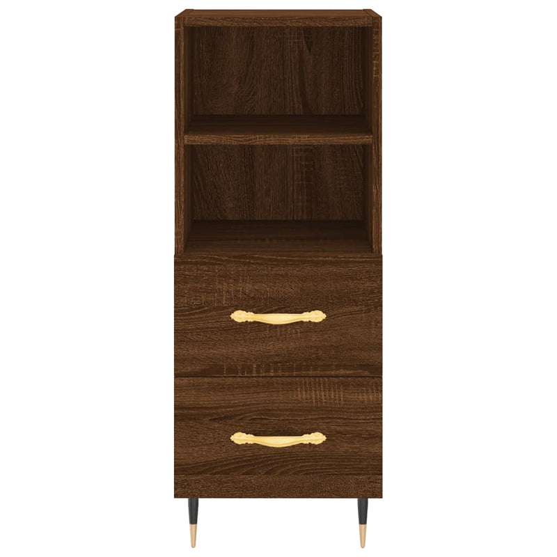 Highboard brun eik 34,5x34x180 cm konstruert tre