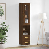 Highboard brun eik 34,5x34x180 cm konstruert tre