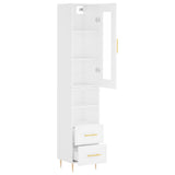 Highboard hvit 34,5x34x180 cm konstruert tre