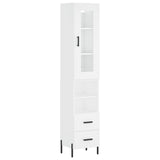 Highboard hvit 34,5x34x180 cm konstruert tre