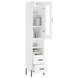 Highboard hvit 34,5x34x180 cm konstruert tre