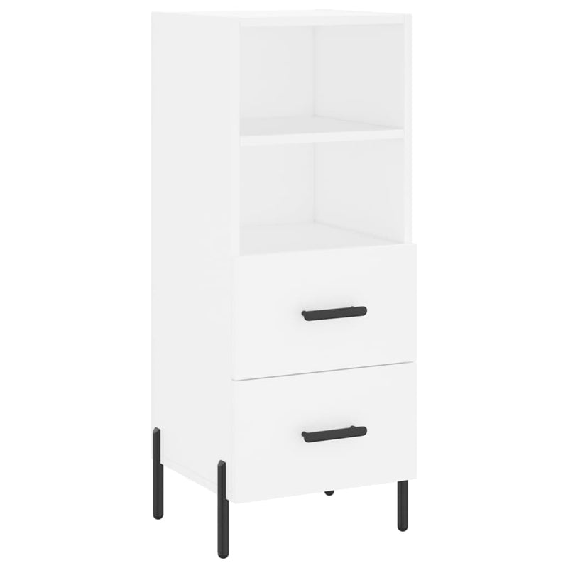 Highboard hvit 34,5x34x180 cm konstruert tre