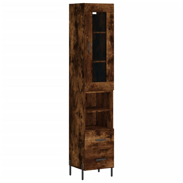 Highboard røkt eik 34,5x34x180 cm konstruert tre