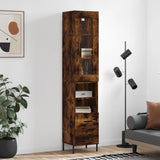 Highboard røkt eik 34,5x34x180 cm konstruert tre