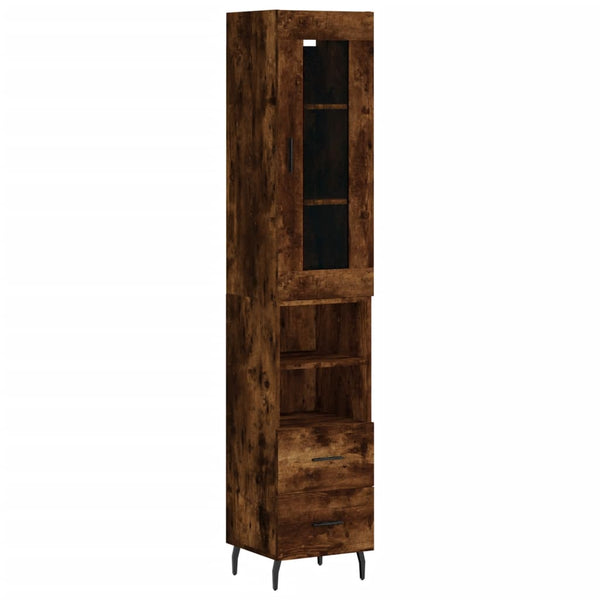 Highboard røkt eik 34,5x34x180 cm konstruert tre