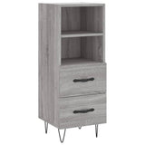 Highboard grå sonoma 34,5x34x180 cm konstruert tre