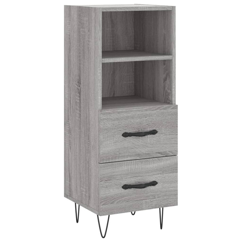 Highboard grå sonoma 34,5x34x180 cm konstruert tre